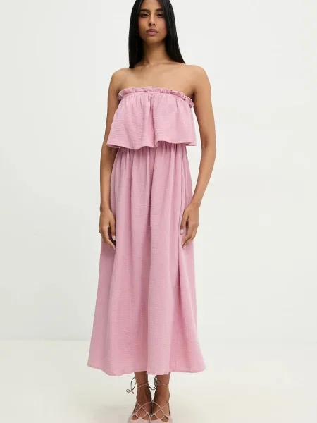 Answear Lab rochie din midi evazati roz