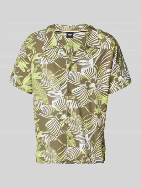 Koszula casualowa o kroju relaxed fit z kołnierzykiem typu resort Boss khaki