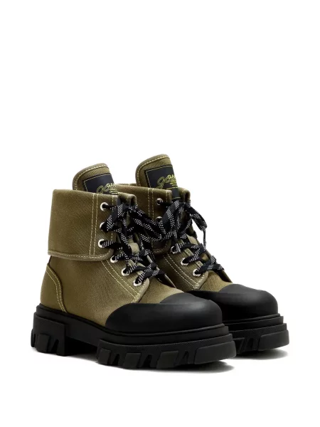 Botine Ganni din canvas verde