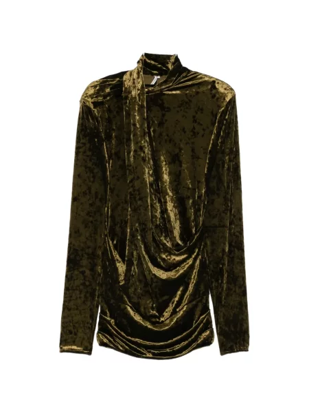 Rochie mini Entire Studios de catifea drapată verde
