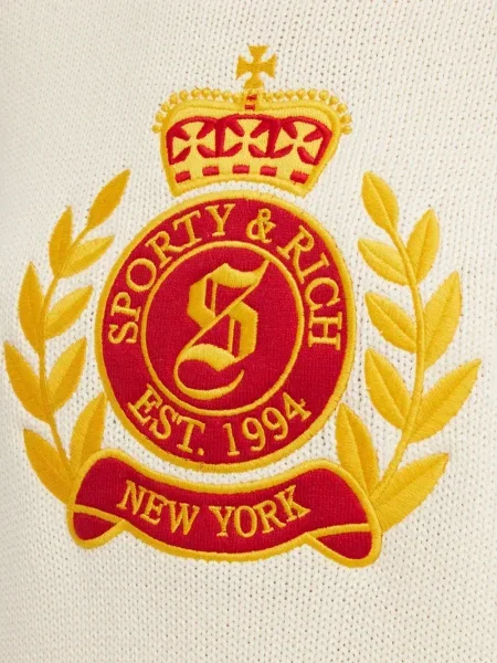 Pulover Sporty & Rich cu broderie de lână