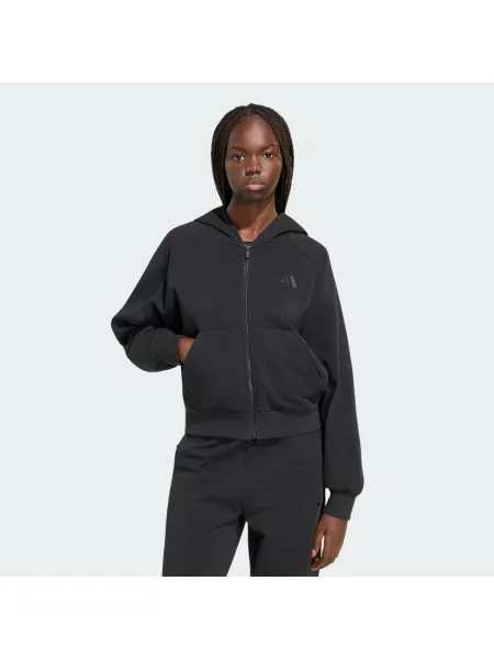 BLUZA Z KAPTUREM MAŁYM LOGO I SUWAKIEM NA CAŁEJ DŁUGOŚCI ADIDAS KIT czarna