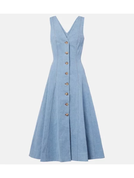 Sukienka jeansowa Veronica Beard plisowana do kolan garniturowa niebieska