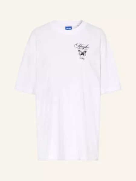 Hugo Oversized Tričko / olivová bílá