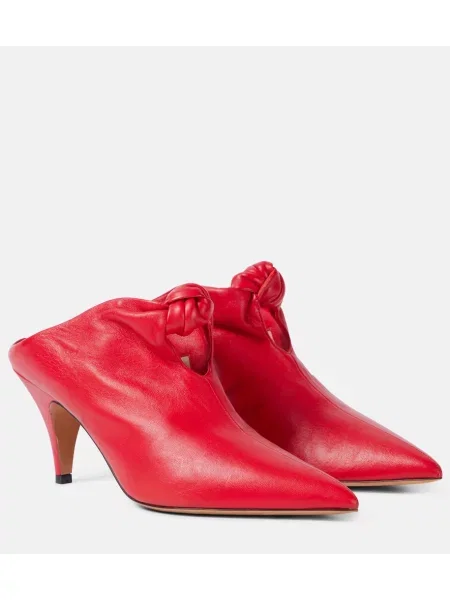 Usnjene mules Khaite rdeča