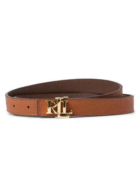 Skinny pasek Lauren Ralph Lauren dwustronny brązowy