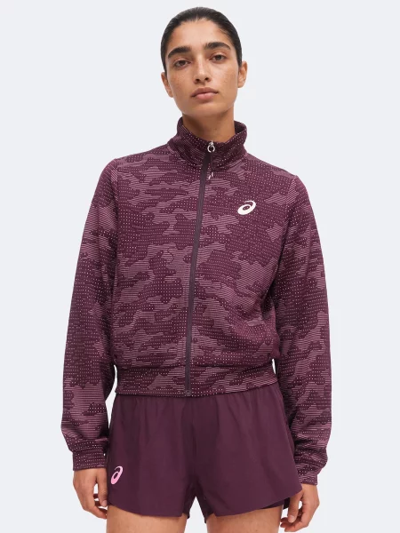 ASICS Športová bunda MATCH svetlofialová / cyklaménová biela