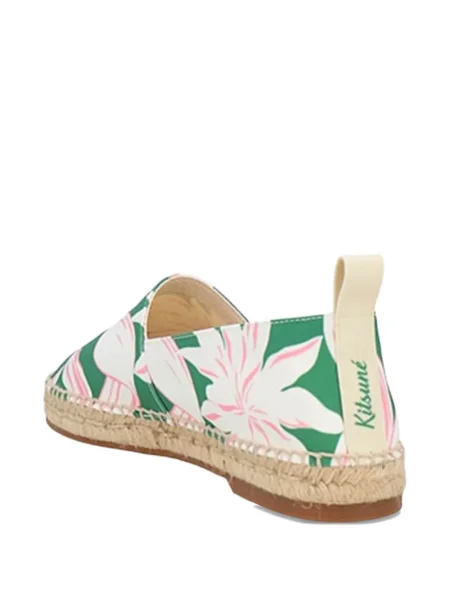 Espadrile Maison Kitsune cu model floral verde