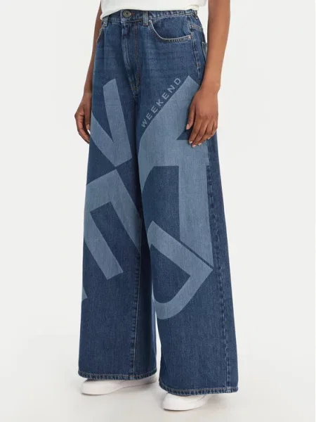 Weekend Max Mara Jeansy Vortice Granatowy Wide Leg