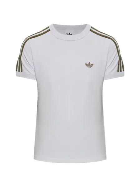 Tricou Adidas cu dungi cu volane din velur negru