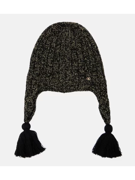 Шапка Valentino с ресни черно