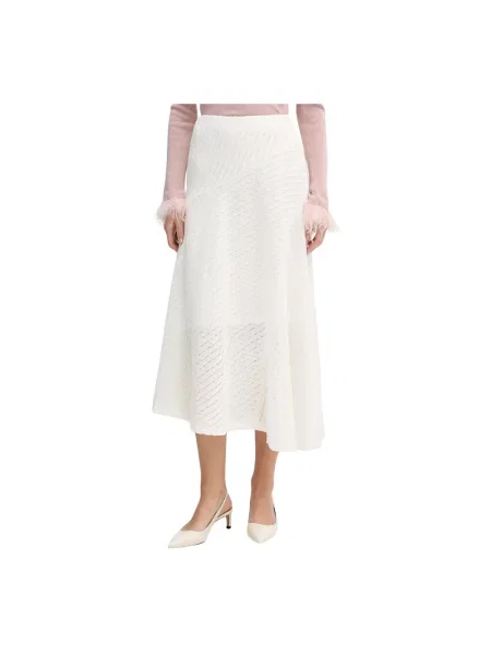 Dkny spódnica midi rozkloszowana beżowy