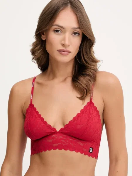 Сутиен HUGO от полупрозрачна материя с десен червено