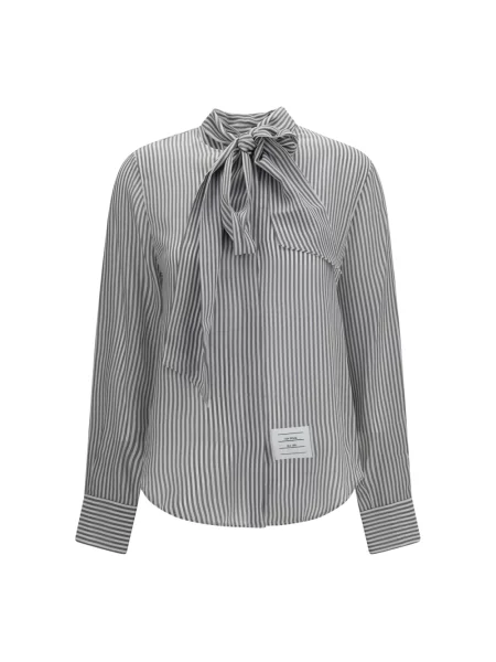 Koszula Thom Browne w paski z paskiem szara