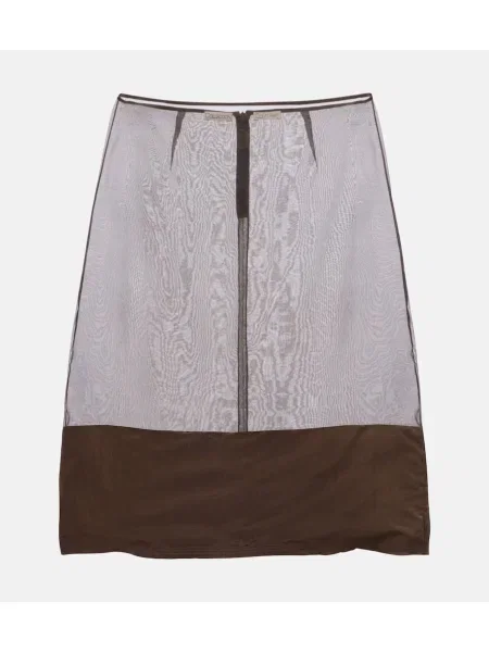 Satynowa spódnica midi Calvin Klein Collection do kolan brązowa