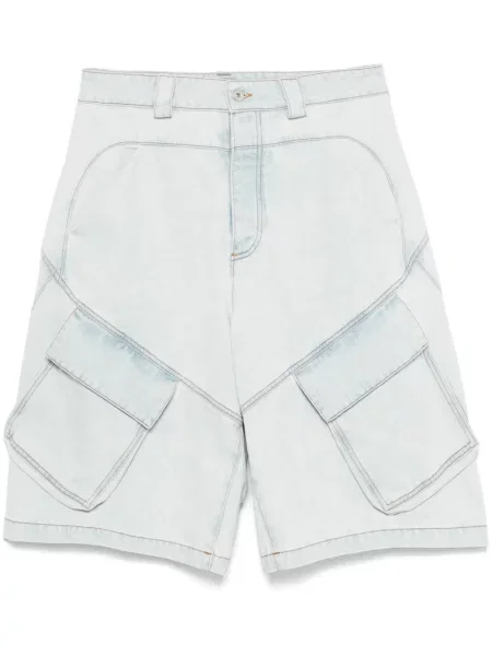 Marcelo Burlon pantaloni scurți jeans Bleach Dnm Wide Cargo Shorts Light Blue bărbați albastru