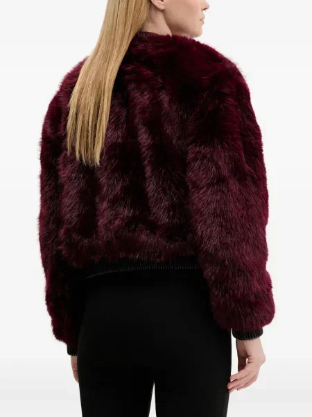 Sztuczne futro kurtka bomber Desigual czerwony