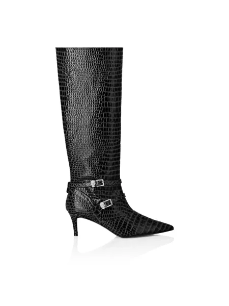 Botki Philipp Plein skórzane na niskim obcasie z nadrukiem czarne