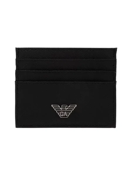 Portfel Emporio Armani skórzany z logo czarny