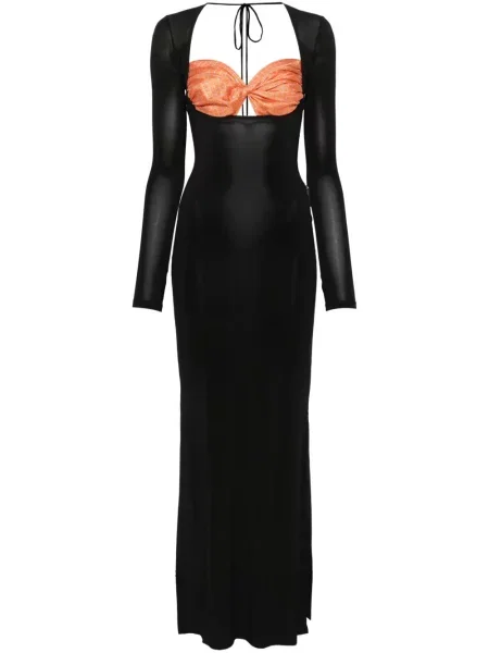 Rochie maxi Marine Serre de mătase de costum negru