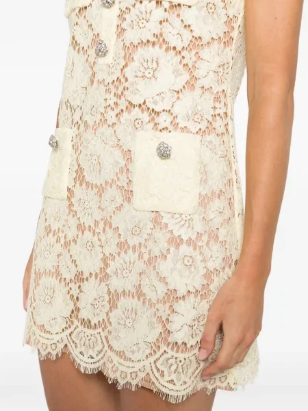 Rochie mini Self-portrait din dantelă de costum galben