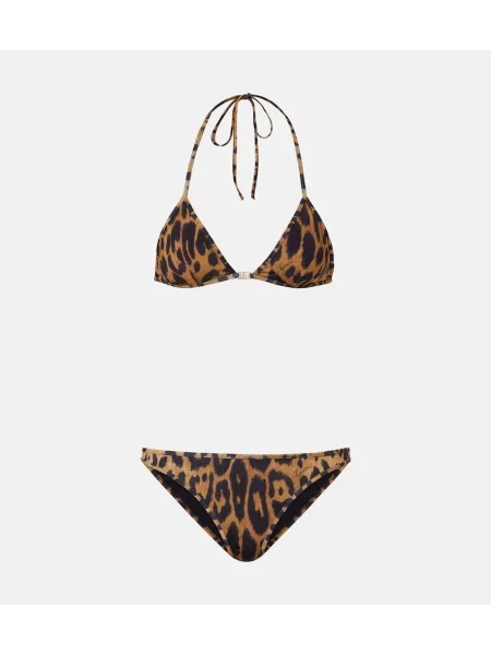Bikini Gucci cu imagine cu model leopard maro
