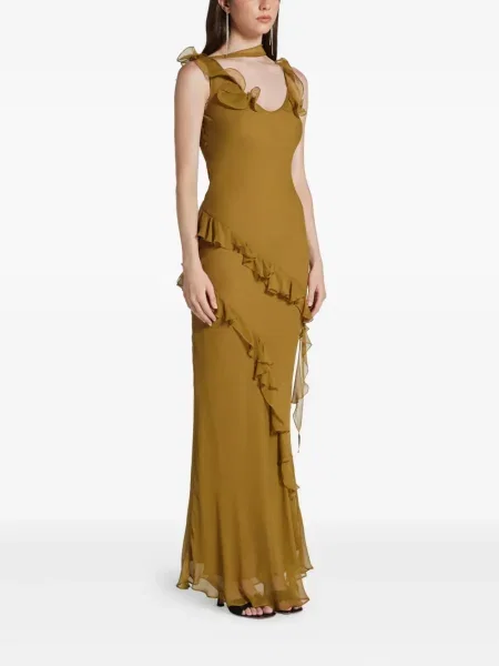 Rochie De La Vali cu volane de costum maro