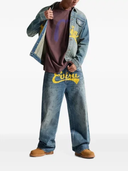 Geacă de blugi Evisu cu imagine albastru