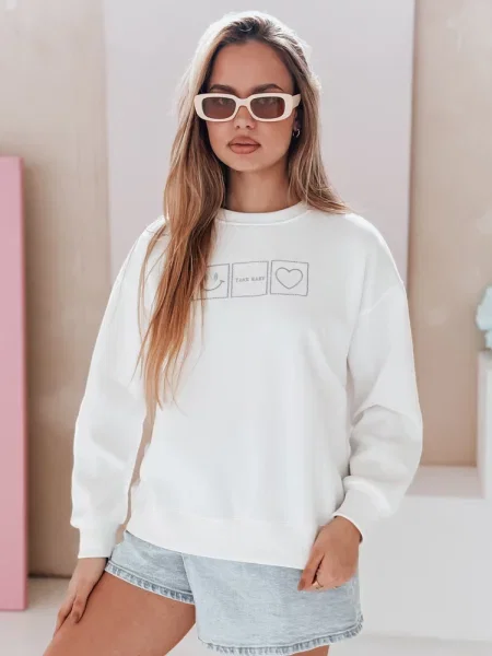 Bluza oversize z haftem EASYJOY Dstreet biała