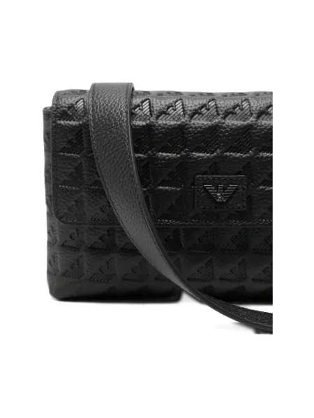 Torba crossbody Emporio Armani skórzana z nadrukiem czarna