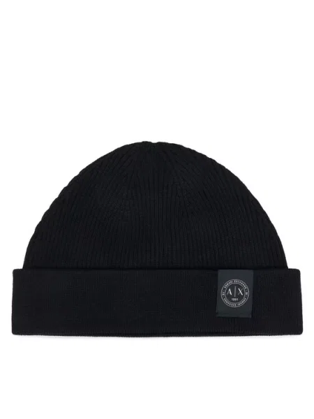 Armani Exchange czapka beanie z dodatkiem wełny czarna