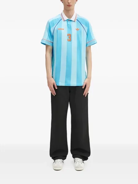 Pantaloni Adidas tricotate cu autograf alergare albastru