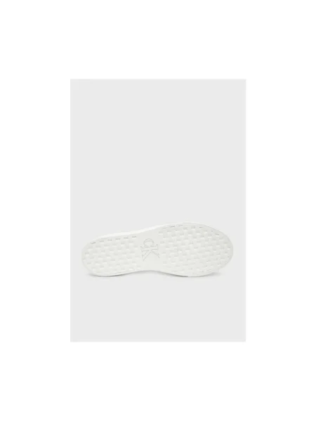 Calvin Klein Sneakersy Vulc Flatf Lth Silver Logo Tag biela