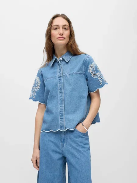 OBJECT Bluză OBJIDDA denim albastru