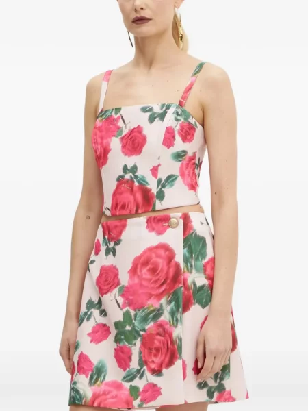 Top Guess cu model floral cu imagine cu bretele roșu