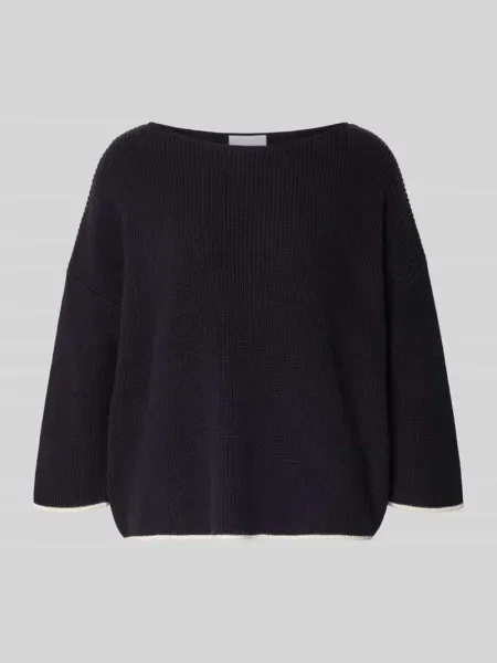 Sweter z dzianiny z rękawem o dł. niebieski