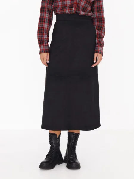 Замшева Спідниця міді Lilove чорний