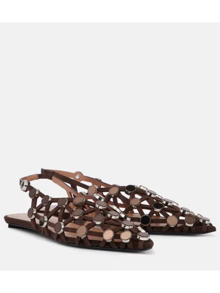 Balerini The Attico din piele de căprioară slingback maro