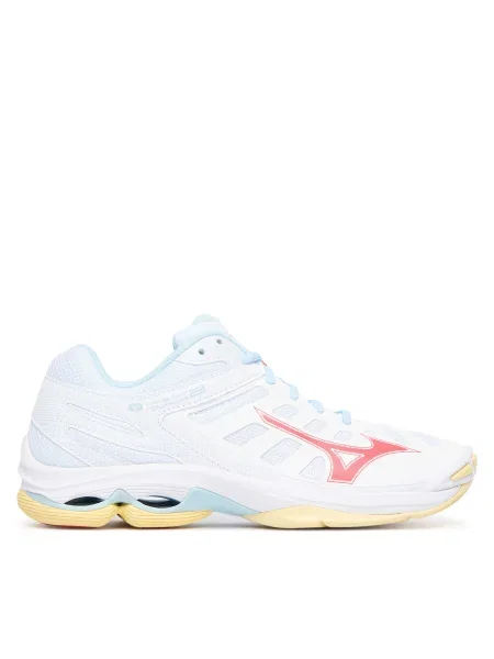 Női röplabda cipő Mizuno Wave Voltage 2 fehér/calypso coral/pale banán. Méret: 41 EU narancsszínű