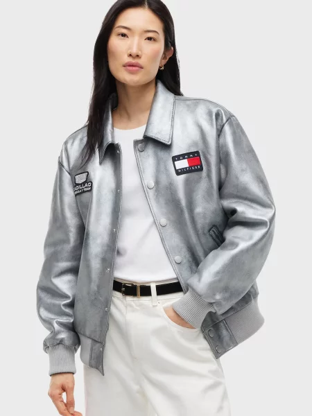 Шкіряна куртка Tommy Hilfiger сіра