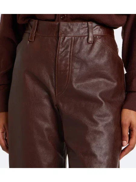 Pantaloni Lemaire din piele maro
