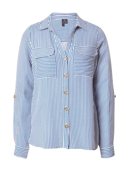 VERO MODA Bluză BUMPY închis / alb albastru