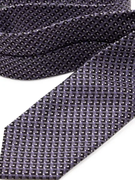 Cravată Tom Ford de mătase cu imprimeu geometric violet