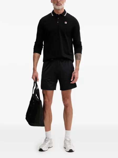 Lung tricou polo Fila cu autograf negru