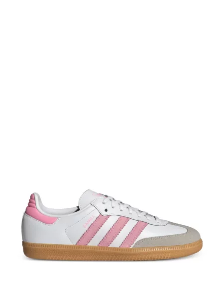 Pantaloni Adidas alergare din piele alb