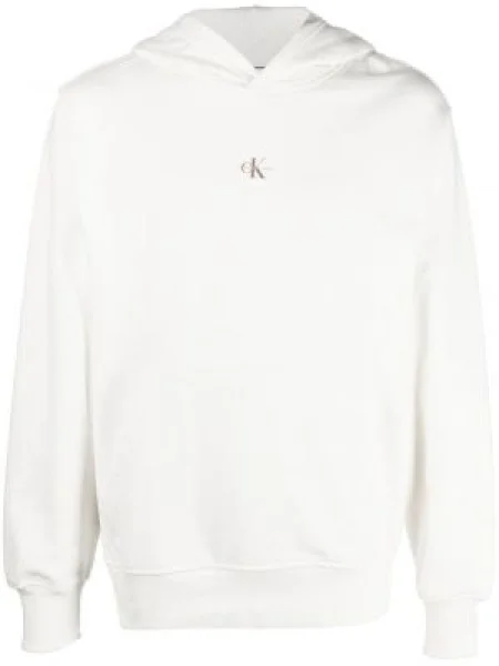Hanorac cu glugă Calvin Klein cu imagine alb