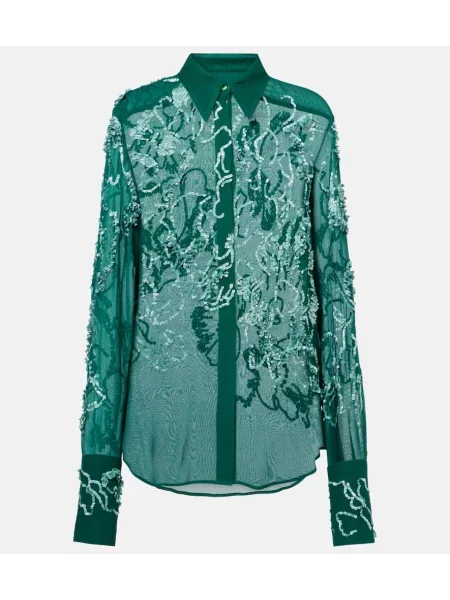 Cămașă Dries Van Noten transparente verde