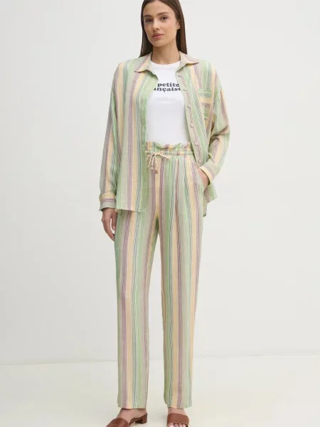 La Petite Française koszula z domieszką lnu CHARLENE relaxed z kołnierzykiem klasycznym CHARLENE zielony