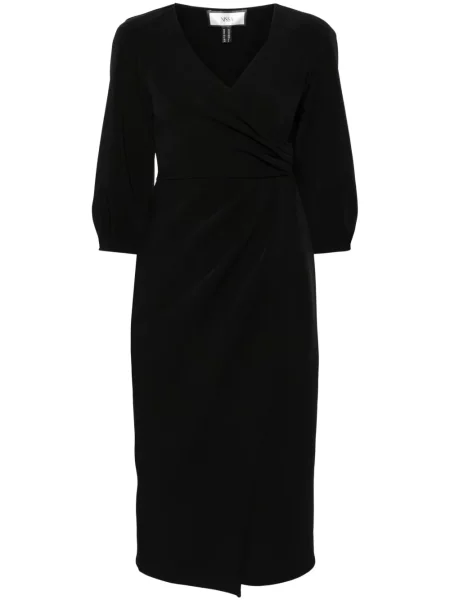Rochie midi Nissa din crep până la genunchi de costum negru