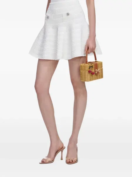 Dzianinowa mała mały spódnica mini Self-portrait biała